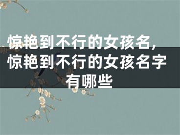 惊艳到不行的女孩名,惊艳到不行的女孩名字有哪些