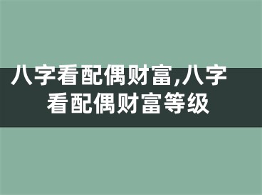 八字看配偶财富,八字看配偶财富等级