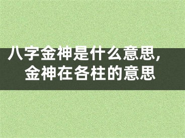 八字金神是什么意思,金神在各柱的意思