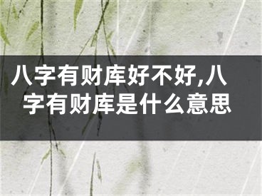 八字有财库好不好,八字有财库是什么意思