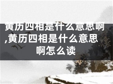 黄历四相是什么意思啊,黄历四相是什么意思啊怎么读