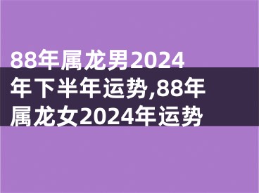 88年属龙男2024年下半年运势,88年属龙女2024年运势