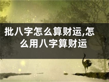 批八字怎么算财运,怎么用八字算财运