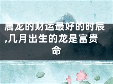 属龙的财运最好的时辰,几月出生的龙是富贵命