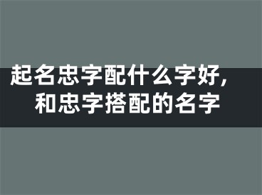 起名忠字配什么字好,和忠字搭配的名字