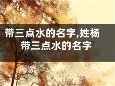 带三点水的名字,姓杨带三点水的名字