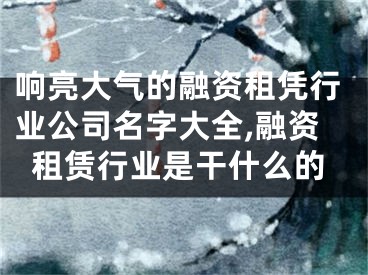 响亮大气的融资租凭行业公司名字大全,融资租赁行业是干什么的