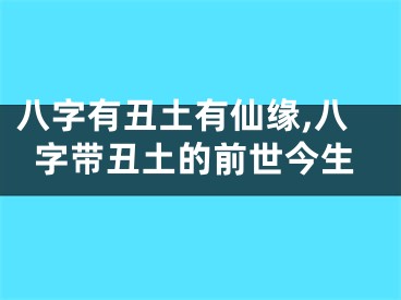 八字有丑土有仙缘,八字带丑土的前世今生