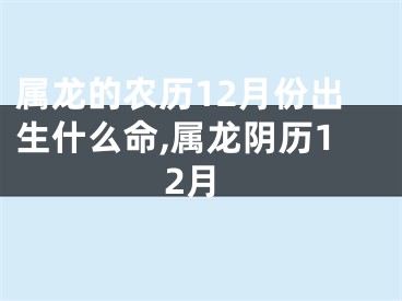 属龙的农历12月份出生什么命,属龙阴历12月