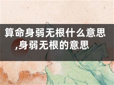算命身弱无根什么意思,身弱无根的意思