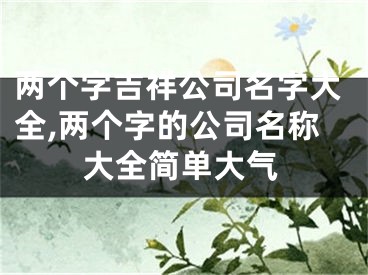 两个字吉祥公司名字大全,两个字的公司名称大全简单大气