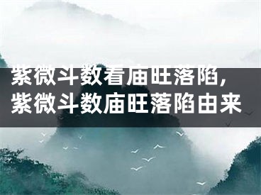 紫微斗数看庙旺落陷,紫微斗数庙旺落陷由来
