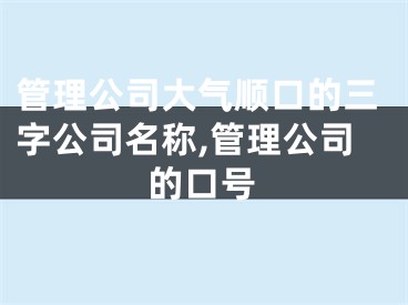 管理公司大气顺口的三字公司名称,管理公司的口号