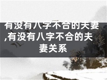 有没有八字不合的夫妻,有没有八字不合的夫妻关系
