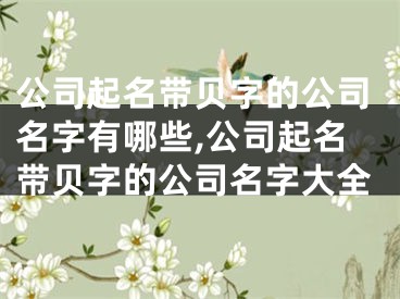 公司起名带贝字的公司名字有哪些,公司起名带贝字的公司名字大全
