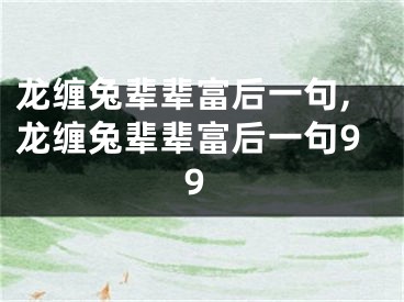 龙缠兔辈辈富后一句,龙缠兔辈辈富后一句99