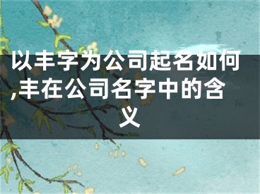 以丰字为公司起名如何,丰在公司名字中的含义