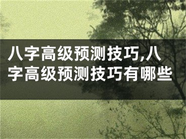 八字高级预测技巧,八字高级预测技巧有哪些