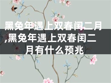 黑兔年遇上双春闰二月,黑兔年遇上双春闰二月有什么预兆