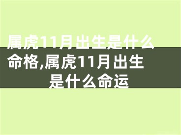 属虎11月出生是什么命格,属虎11月出生是什么命运