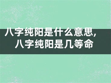八字纯阳是什么意思,八字纯阳是几等命