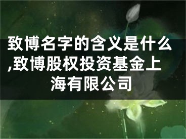 致博名字的含义是什么,致博股权投资基金上海有限公司