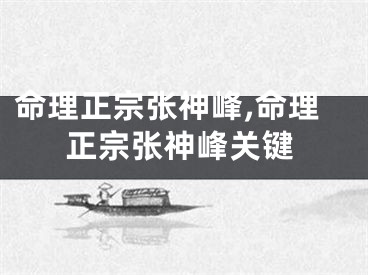 命理正宗张神峰,命理正宗张神峰关键