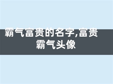 霸气富贵的名字,富贵霸气头像