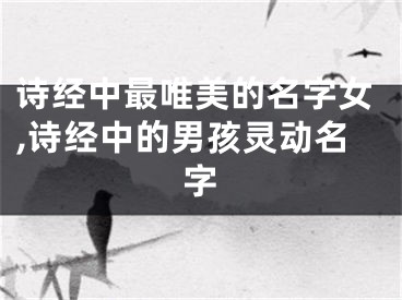 诗经中最唯美的名字女,诗经中的男孩灵动名字