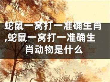 蛇鼠一窝打一准确生肖,蛇鼠一窝打一准确生肖动物是什么