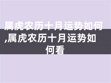 属虎农历十月运势如何,属虎农历十月运势如何看