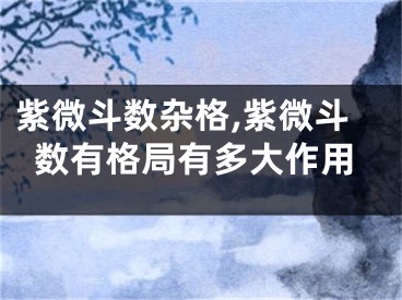 紫微斗数杂格,紫微斗数有格局有多大作用
