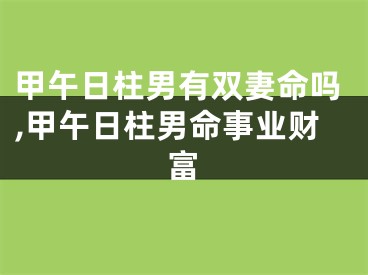甲午日柱男有双妻命吗,甲午日柱男命事业财富
