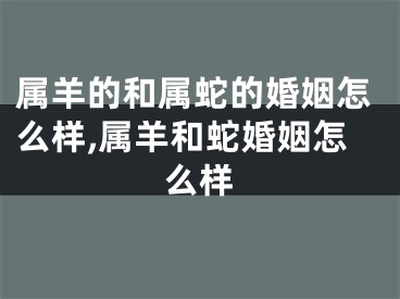 属羊的和属蛇的婚姻怎么样,属羊和蛇婚姻怎么样