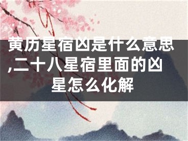 黄历星宿凶是什么意思,二十八星宿里面的凶星怎么化解