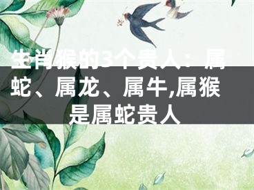 生肖猴的3个贵人：属蛇、属龙、属牛,属猴是属蛇贵人