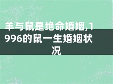 羊与鼠是绝命婚姻,1996的鼠一生婚姻状况