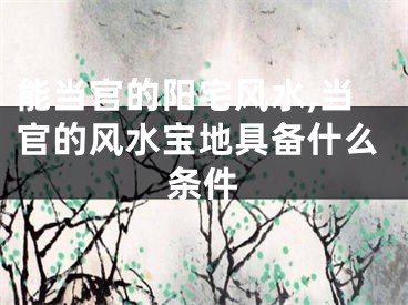 能当官的阳宅风水,当官的风水宝地具备什么条件