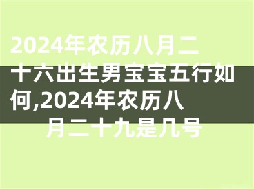 2024年农历八月二十六出生男宝宝五行如何,2024年农历八月二十九是几号