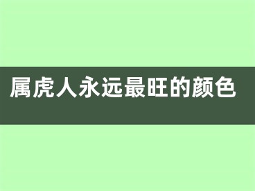 属虎人永远最旺的颜色