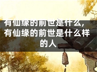 有仙缘的前世是什么,有仙缘的前世是什么样的人