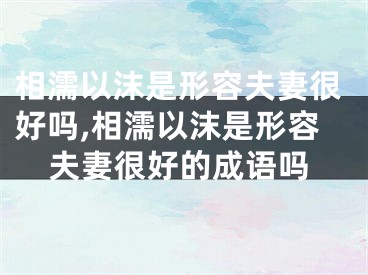 相濡以沫是形容夫妻很好吗,相濡以沫是形容夫妻很好的成语吗