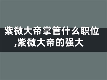 紫微大帝掌管什么职位,紫微大帝的强大