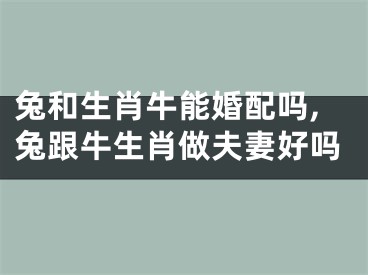 兔和生肖牛能婚配吗,兔跟牛生肖做夫妻好吗
