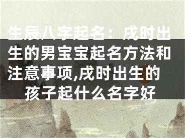 生辰八字起名：戌时出生的男宝宝起名方法和注意事项,戌时出生的孩子起什么名字好