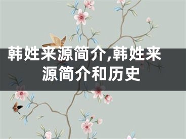 韩姓来源简介,韩姓来源简介和历史