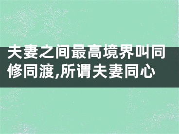 夫妻之间最高境界叫同修同渡,所谓夫妻同心