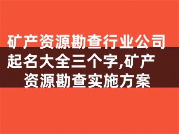 矿产资源勘查行业公司起名大全三个字,矿产资源勘查实施方案