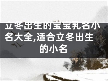 立冬出生的宝宝乳名小名大全,适合立冬出生的小名