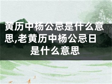 黄历中杨公忌是什么意思,老黄历中杨公忌日是什么意思